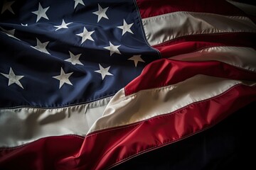 Closeup of grunge United States of American flag background. Generative AI
