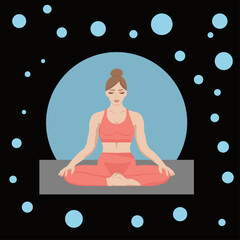 ,meditation yoga girl  in  lotos  - obrazy, fototapety, plakaty