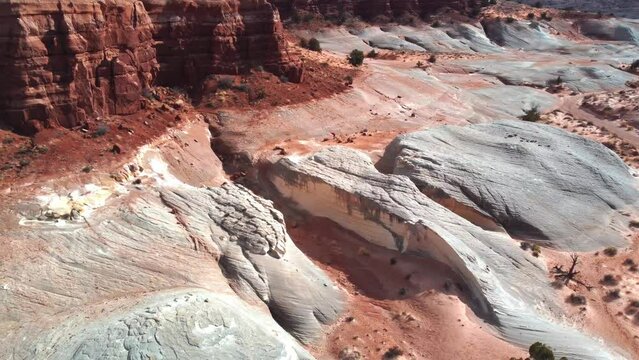 Unusual Natural Landscape In Paria Canyon Vermillion Cliffs In Utah, USA. Aerial Shot