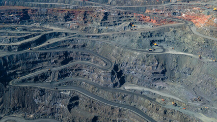 Huge iron ore quarry iron ore quarry top view Aero photo shoot.