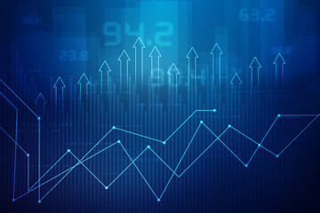 2d rendering Stock market online business concept. business Graph 