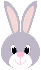 Cartoon bunny head icon. Easter symbol. Cute rabbit clipart.