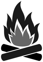 Campfire icon. Open-air fire in a camp. Bonfire clipart. 