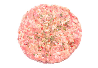 Raw hamburger minced meat isolated on white background