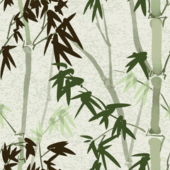 Vector chinese bamboo textured seamless pattern. Oriental painting.  - 594913149