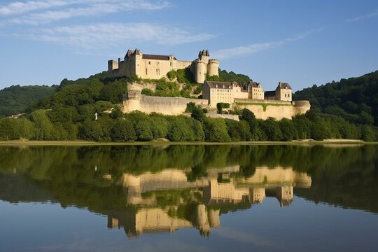 Chateau de Castelnaud, Castelnaud, Dordogne, Aquitaine, France. Generative AI