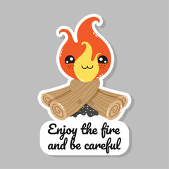 Fire. Adventure stickers in the style of Kawaii