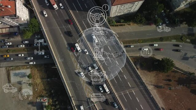 Transportation and technology concept. Intelligent Transport Systems. Mobility as a service. High quality 4k footage