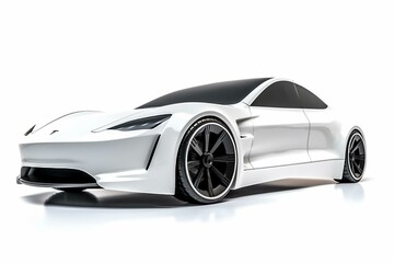 Fototapeta na wymiar Electric Sports Car Isolated on White. Generative AI