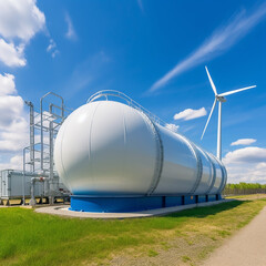 Wind turbine facility and hydrogen energy storage gas tank.
