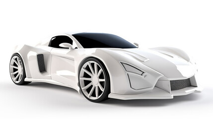 Obraz na płótnie Canvas Isolated White Color 3D Beautiful Family Sport Car On Isolated White Background. Generative Ai