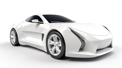 Isolated White Color 3D Beautiful Family Sport Car On Isolated White Background. Generative Ai