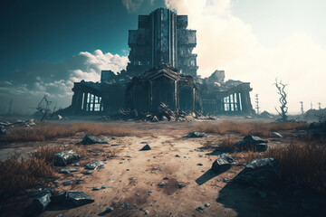Post-apocalypse: The End of the World. The terribly ruined landscape | Generative AI Production