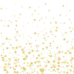 Magic stars vector overlay. Gold stars scattered around randomly, falling down, floating. Chaotic dreamy childish overlay template. on white background.