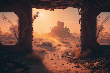 Post-apocalypse: The End of the World. The terribly ruined landscape | Generative AI Production