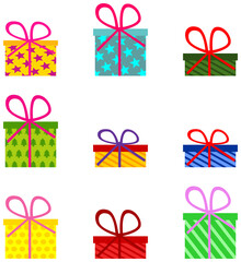 Set of different gift boxes. 