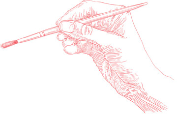 hand holding a brush vector illustration
