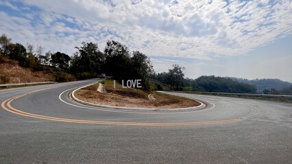 Unseen road on route number 1081 Santisuk - Bo Kluea District, Nan province, Thailand. (Scenic spot...