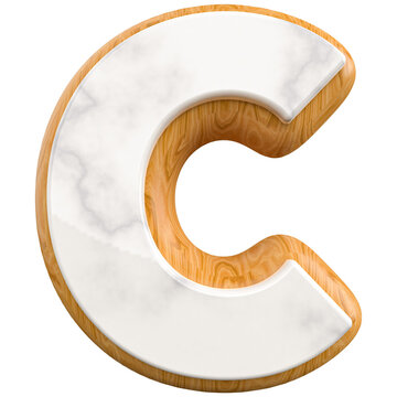 3d font letter C wood alphabet