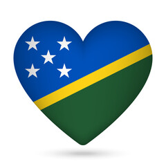 Solomon Islands flag in heart shape. Vector illustration.