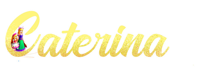 Caterina - gold color with glitter - glitter female italian name with Girl - great for website, email, presentation, greeting, banner, postcard, book, t-shirt, sweatshirt  © roberta