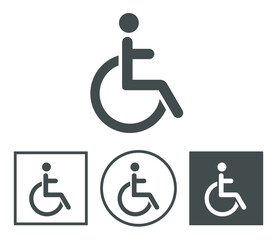 handicap icon set, disabled people on wheelchair