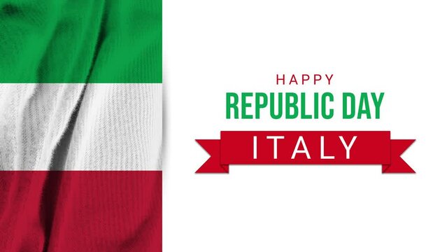 Happy Republic Day Italy 4k typography animation with Italian flag. Italy national holiday on 2nd June animation