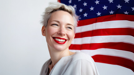 A fictional character. Proud U.S. Citizen Celebrating Independence Day with Flag