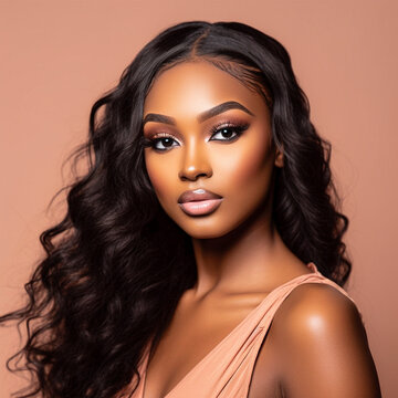 Beauty portrait photography African American Woman Hair Model Generative AI