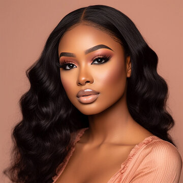 Beauty portrait photography African American Woman Hair Model Generative AI