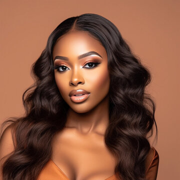 Beauty portrait photography African American Woman Hair Model Generative AI