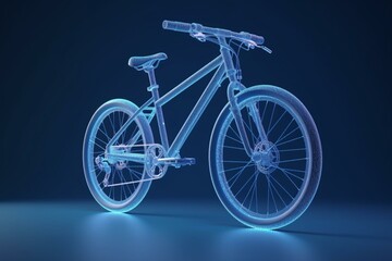 Fototapeta na wymiar bike with blue frame on a blue background. 3D render. Generative AI