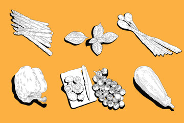 vegetables set line art vector illustration