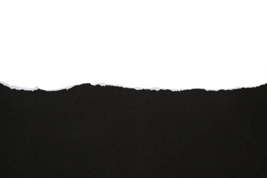 Papel rasgado de color negro sobre fondo blanco, recurso gráfico