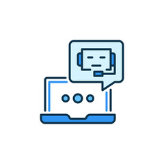 Chatbot and Laptop Computer vector Online Support Service colored icon