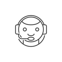 Chatbot with Headset vector Chat Bot concept thin line icon