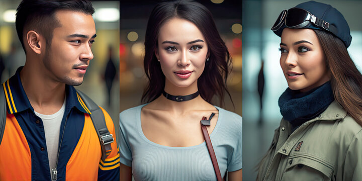 Aviation marshalers/supervisors team in uniform - Generative AI