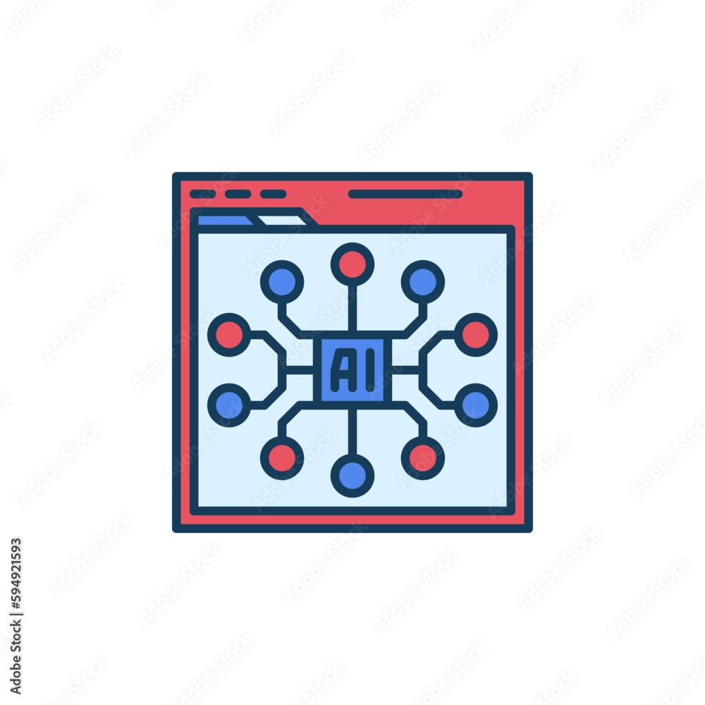 Poster ai online app in web browser vector artificial intelligence concept colored icon