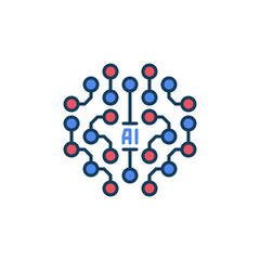 AI Brain Circuit Board vector Artificial Intelligence concept colored icon