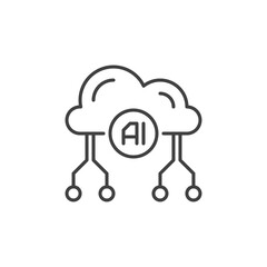 AI Cloud vector Artificial Intelligence concept line icon