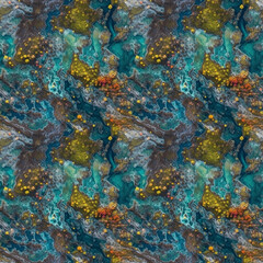 Summer nature northern tundra landscape from above. AI generative illustration.