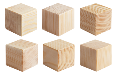 Collection of wooden cubes, cut out
