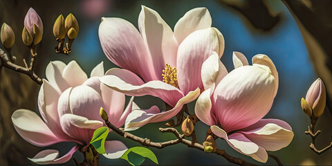 Beautiful magnolia flowers in spring - Generative AI