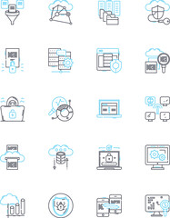 Project service linear icons set. Management, Collaboration, Development, Planning, Execution, Analysis, Customer line vector and concept signs. Integration,Strategy,Communication outline