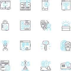 Service quality linear icons set. Excellence, Responsiveness, Consistency, Reliability, Empathy, Professionalism, Timeliness line vector and concept signs. Accuracy,Courtesy,Personalization outline