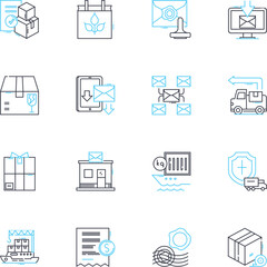 Influencer optimization linear icons set. Engagement, Authenticity, Reach, Content, Collaboration, Branding, Consistency line vector and concept signs. Analytics,Followers,Trust outline illustrations