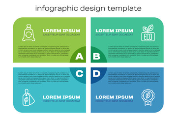 Set line Tag with leaf, Garbage bag recycle, Leaf Eco symbol and . Business infographic template. Vector