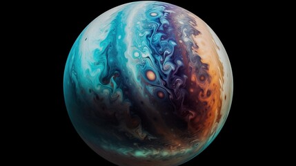 Huge glowing gas giant planet. Beautiful space background. Science fiction backdrop. Fantastic cosmic wallpaper. Generative AI illustration. - obrazy, fototapety, plakaty
