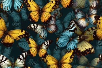 Obraz na płótnie Canvas Butterflies Butterfly Seamless Repeating Repeatable Texture Pattern Tiled Tessellation Background Image