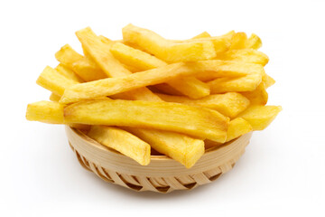 french fries on white background